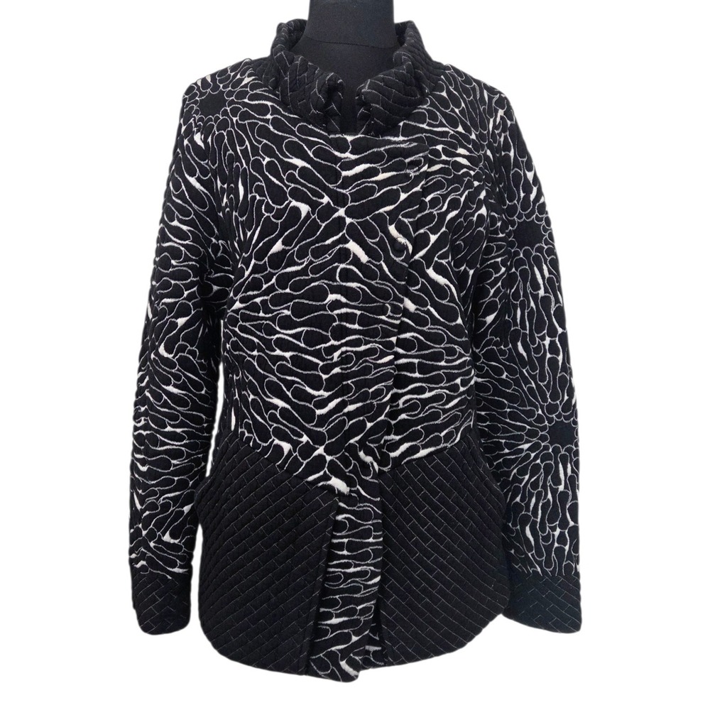 ZOZO Quilted Sweater Blazer Coat Patch Pockets Floral‎ Swirl Geometric Womens XL